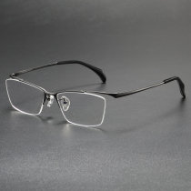 Rectangle Titanium & Nylon Eyeglasses LE0131_Black