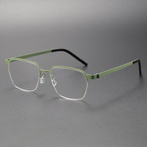 Square Titanium Eyeglasses LE0134_Green