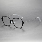 Geometric Titanium & Nylon Eyeglasses LE0130_Gunmetal - Black