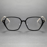 Geometric Titanium & Nylon Eyeglasses LE0130_Black - Gold