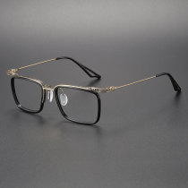 Acetate & Titanium Eyeglasses LE0164_Black - Gold