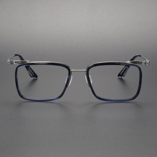 Acetate & Titanium Eyeglasses LE0164_Blue Floral & Gunmetal