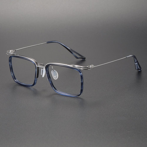 Acetate & Titanium Eyeglasses LE0164_Blue Floral & Gunmetal