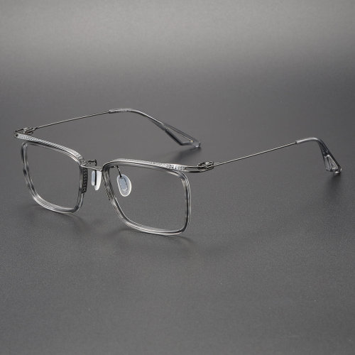 Acetate & Titanium Eyeglasses LE0164_Gray Floral - Gunmetal
