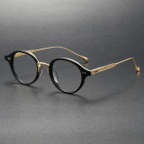 Acetate & Titanium Eyeglasses LE0314_Black & Gold