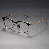 Browline Titanium Eyeglasses Frame LE0331_Black & Gold