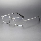 Half Rim Titanium Glasses Frame LE0316_Silver