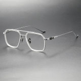 Acetate & Titanium Eyeglasses LE0348_Clear & Silver