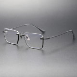 Half Rim Titanium Glasses Frame LE0316_Black
