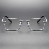 Half Rim Titanium Glasses Frame LE0316_Silver