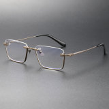 Half Rim Titanium Glasses Frame LE0316_Bronze