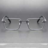 Half Rim Titanium Glasses Frame LE0316_Gunmetal