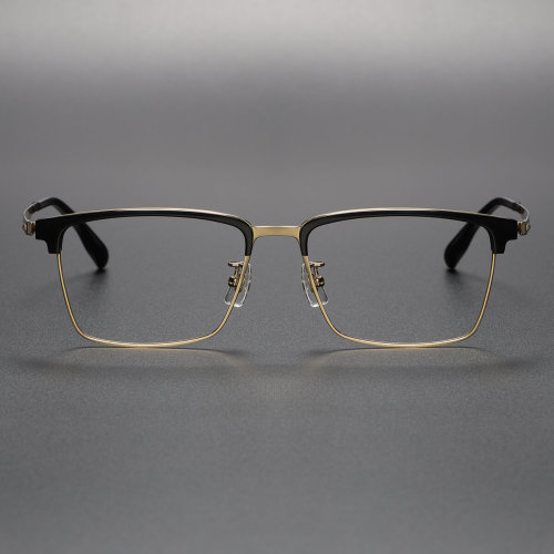 Acetate & Titanium Eyeglasses LE0347_Black & Gold