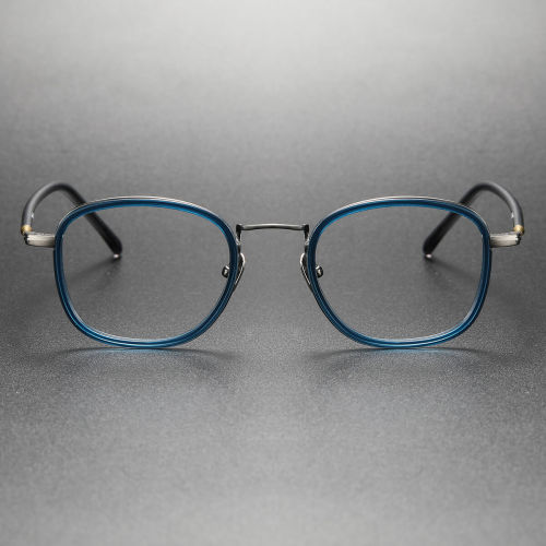 Acetate & Titanium Eyeglasses LE0333_Gunmetal & Blue