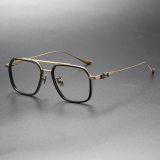 Acetate & Titanium Eyeglasses LE0348_Black & Gold