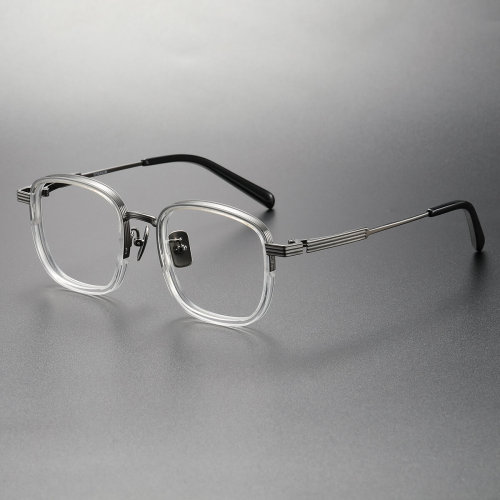 Acetate & Titanium Eyeglasses LE0273_Clear & Gunmetal