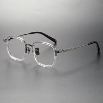 Acetate & Titanium Eyeglasses LE0273_Clear & Gunmetal Acetate & Titanium Eyeglasses LE0273_Clear & Gunmetal