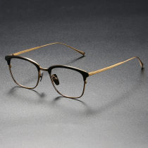 Acetate & Titanium Eyeglasses LE0271_Black & Gold
