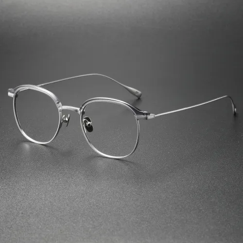 Acetate & Titanium Eyeglasses LE0275_Gray & Silver