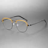 Titanium & TR Eyeglasses LE0260_Brown & Gunmetal