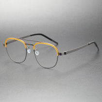 Titanium & TR Eyeglasses LE0260_Brown & Gunmetal Titanium & TR Eyeglasses LE0260_Brown & Gunmetal