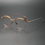 Acetate & Titanium Eyeglasses LE0275_Brown & Gold