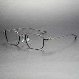 Rectangle Titanium Eyeglasses Frame LE0266_Black & Gold