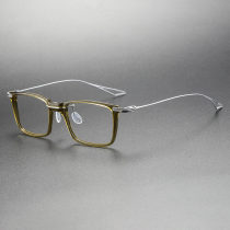 Acetate & Titanium Eyeglasses LE0265_Olive & Silver