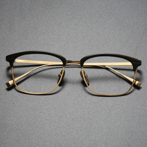 Acetate & Titanium Eyeglasses LE0271_Black & Gold