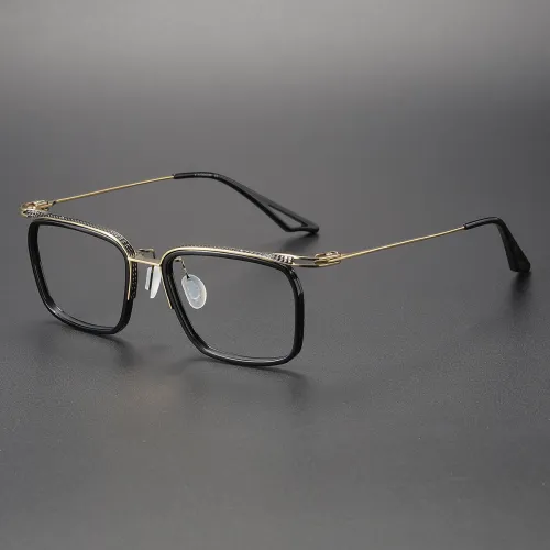 Acetate & Titanium Eyeglasses LE0163_Black & Gold