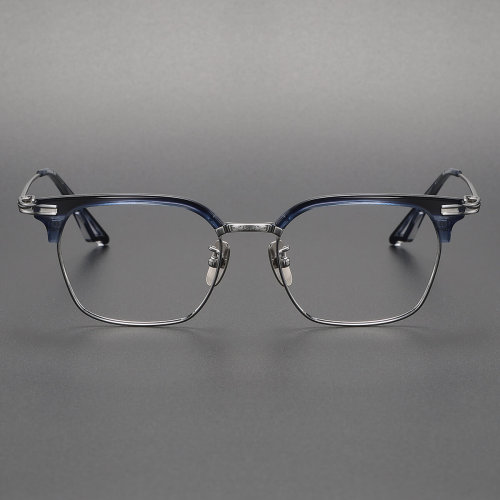 Acetate & Titanium Eyeglasses LE0167_Blue & Silver