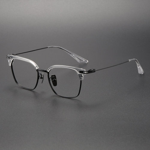 Acetate & Titanium Eyeglasses LE0167_Clear & Black