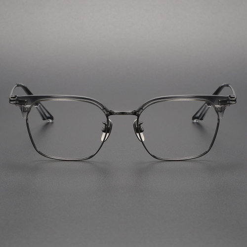 Acetate & Titanium Eyeglasses LE0167_Gray & Gunmetal