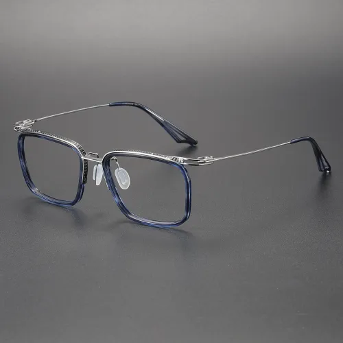 Acetate & Titanium Eyeglasses LE0163_Blue & Silver