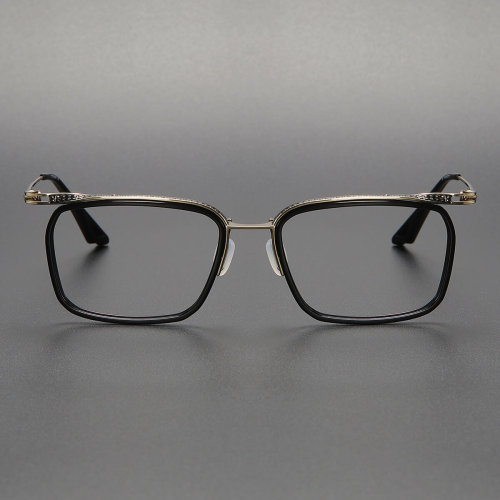 Acetate & Titanium Eyeglasses LE0163_Black & Gold