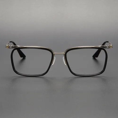 Acetate & Titanium Eyeglasses LE0163_Black & Gold
