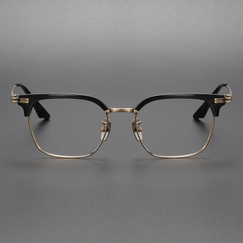 Acetate & Titanium Eyeglasses LE0167_Black & Gold