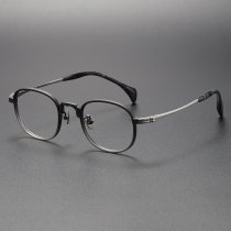 Titanium Eyeglasses LE0165_Black & Silver Titanium Eyeglasses LE0165_Black & Silver