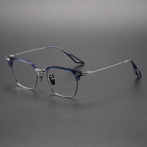 Acetate & Titanium Eyeglasses LE0167_Blue & Silver