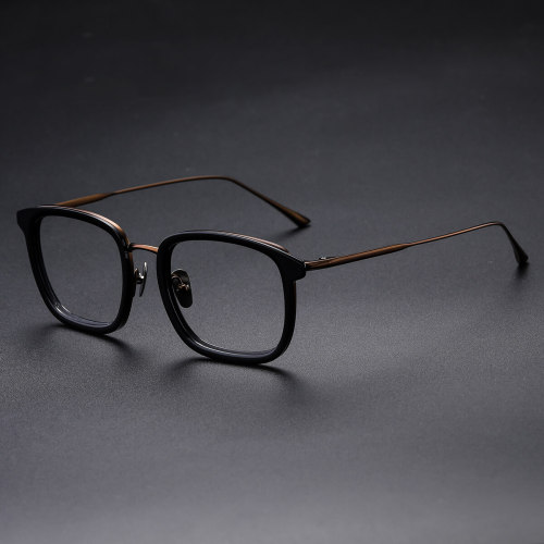 Acetate & Titanium Eyeglasses LE0204_Black & Bronze