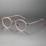 Acetate & Titanium Eyeglasses LE0188_Pink & Rose Gold