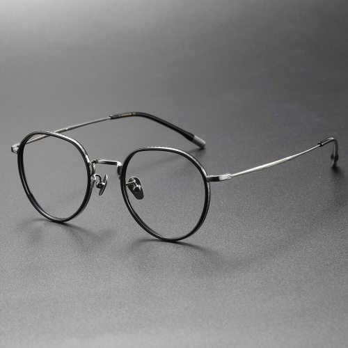 Acetate & Titanium Eyeglasses LE0190_Gunmetal & Black