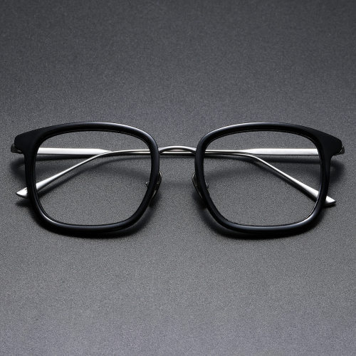 Acetate & Titanium Eyeglasses LE0204_Black & Silver