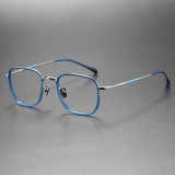 Acetate & Titanium Eyeglasses LE0191_Blue & Silver