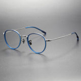 Acetate & Titanium Eyeglasses LE0188_Blue & Silver