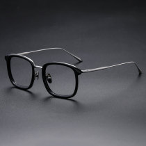 Acetate & Titanium Eyeglasses LE0204_Black & Silver