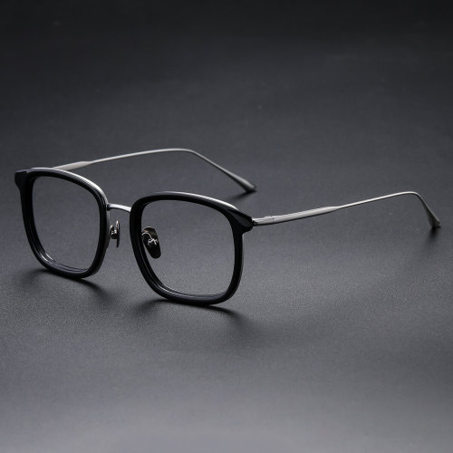 Acetate & Titanium Eyeglasses LE0204_Black & Silver