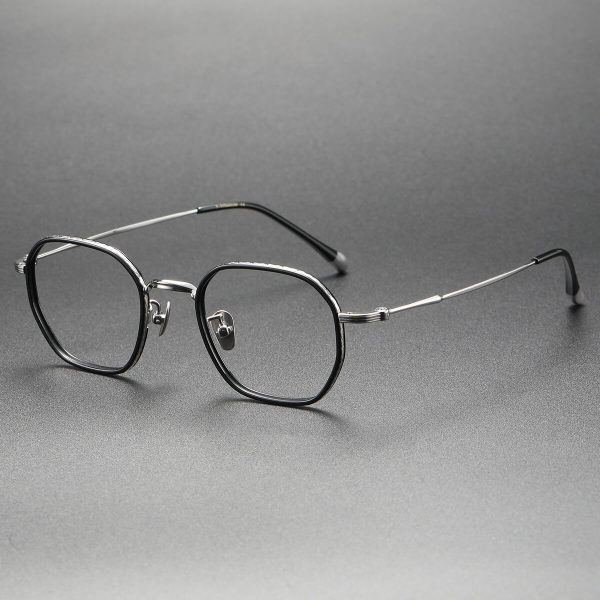 Acetate & Titanium Eyeglasses LE0184_Gunmetal & Black