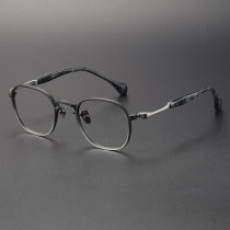 Acetate & Titanium Eyeglasses LE0166_Black & Silver Acetate & Titanium Eyeglasses LE0166_Black & Silver