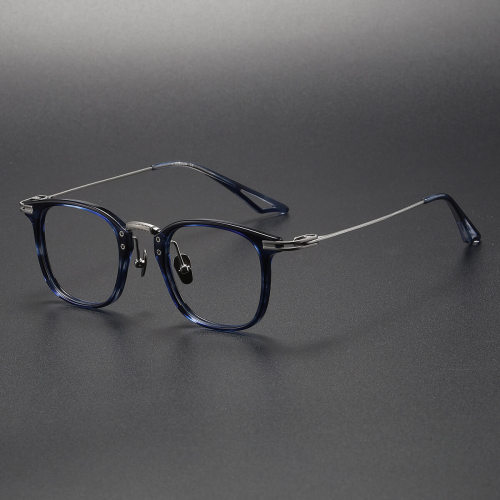 Acetate & Titanium Eyeglasses LE0168_Blue & Silver